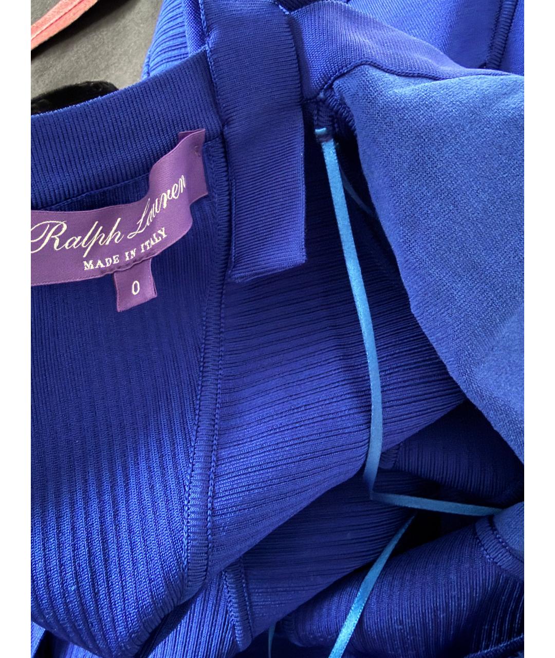 RALPH LAUREN PURPLE LABEL Синее полиэстеровое вечернее платье, фото 5