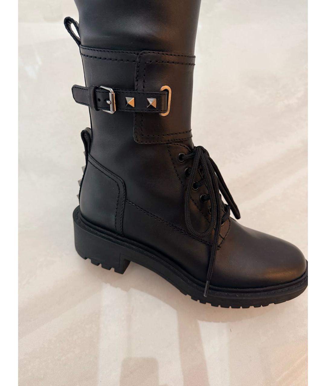VALENTINO Черные кожаные ботфорты, фото 3