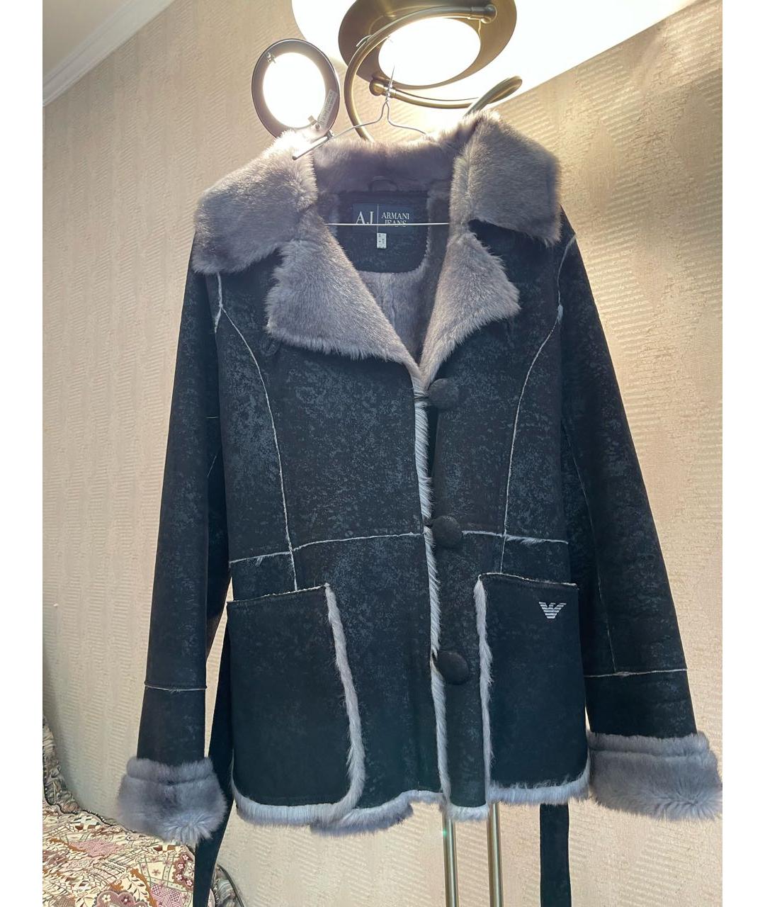 ARMANI JEANS Черная замшевая дубленка, фото 5