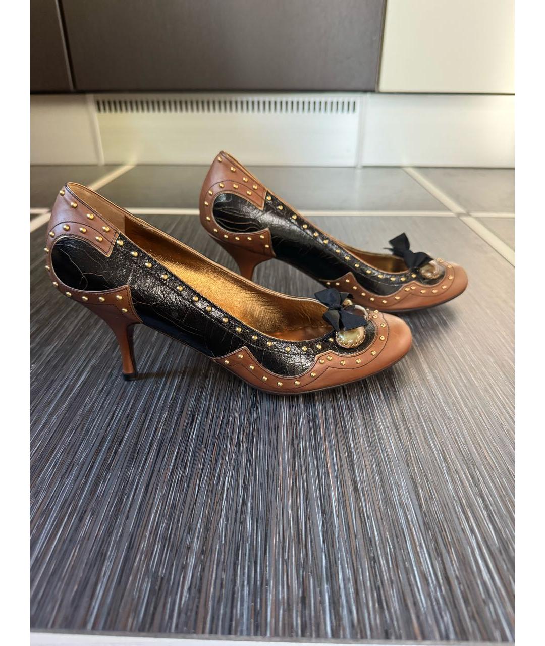 MIU MIU Коричневые кожаные туфли, фото 9