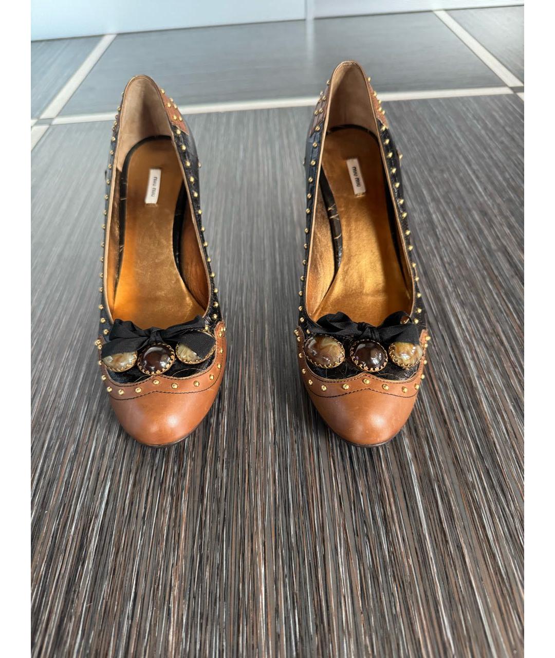 MIU MIU Коричневые кожаные туфли, фото 8