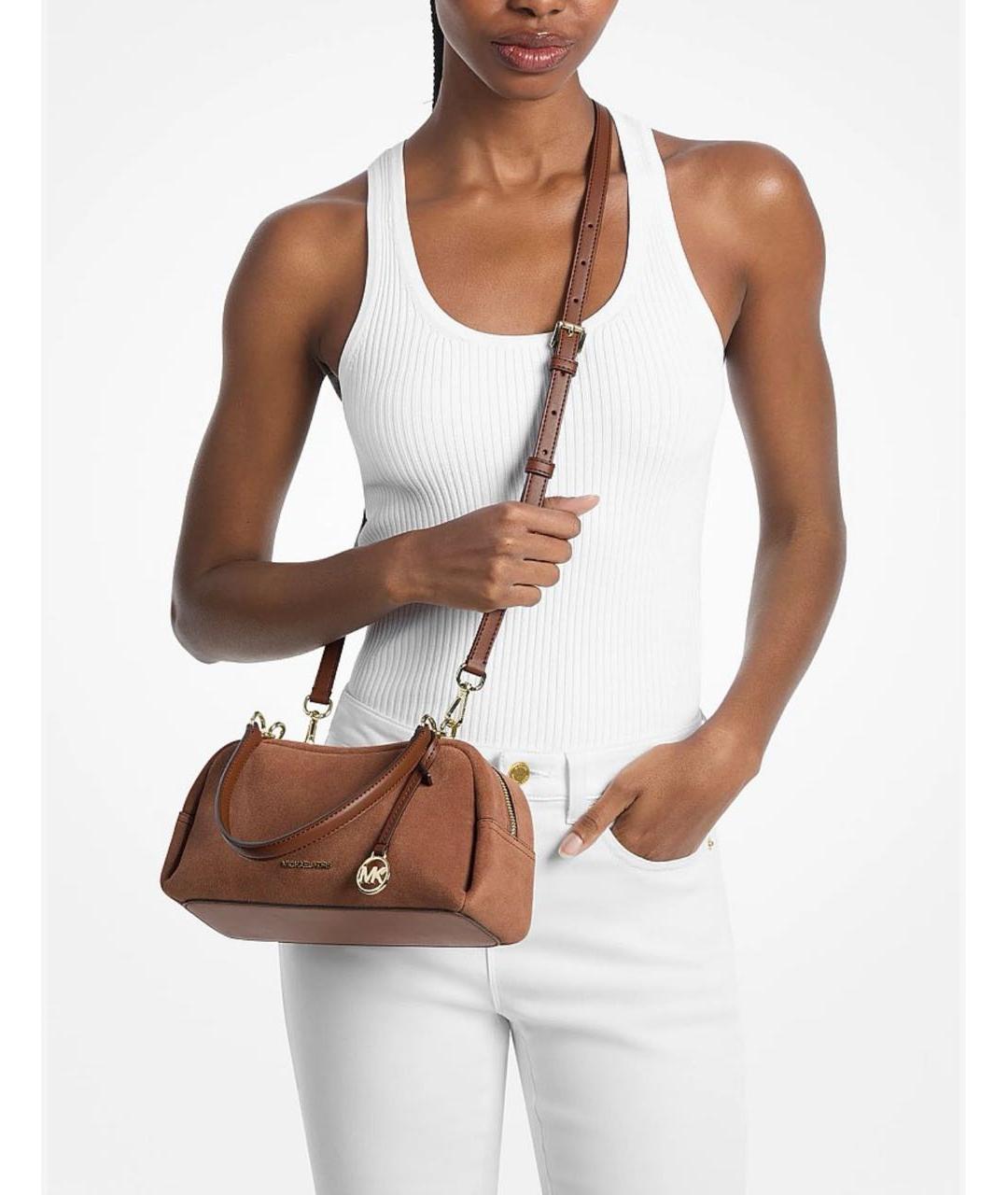 MICHAEL KORS Коричневая замшевая сумка с короткими ручками, фото 8