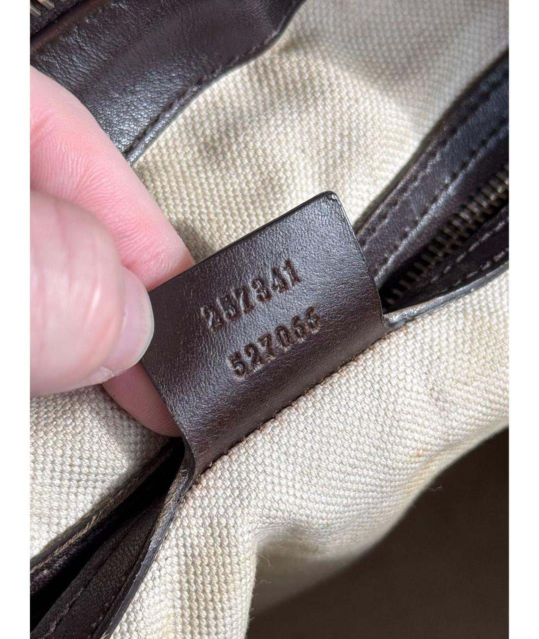 GUCCI Коричневая тканевая сумка с короткими ручками, фото 6