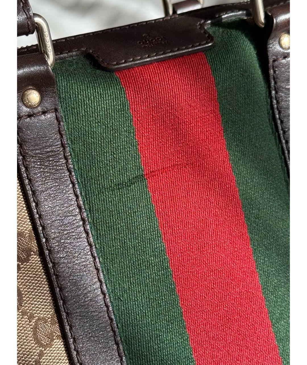 GUCCI Коричневая тканевая сумка с короткими ручками, фото 8
