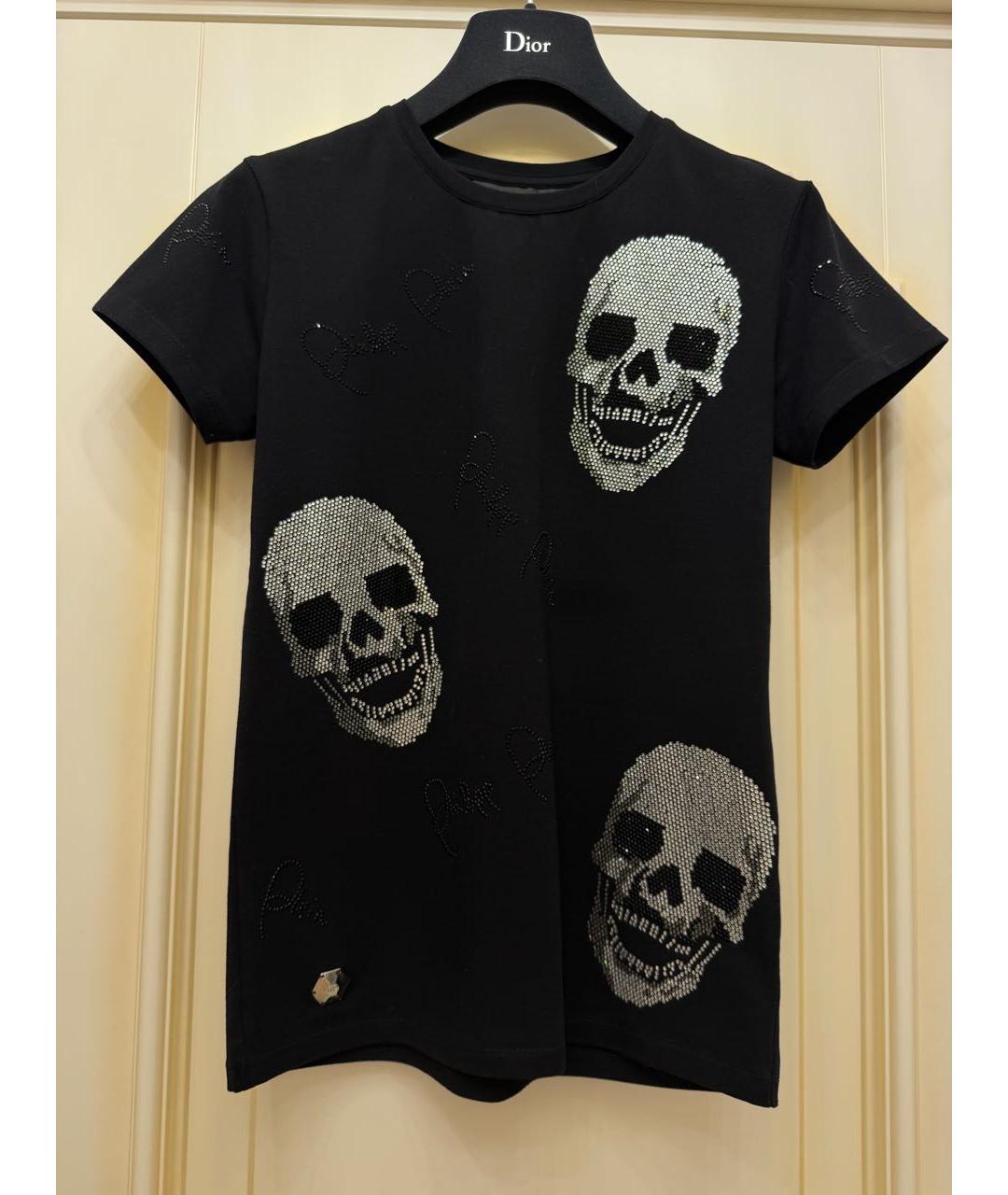 PHILIPP PLEIN Черная хлопковая футболка, фото 2