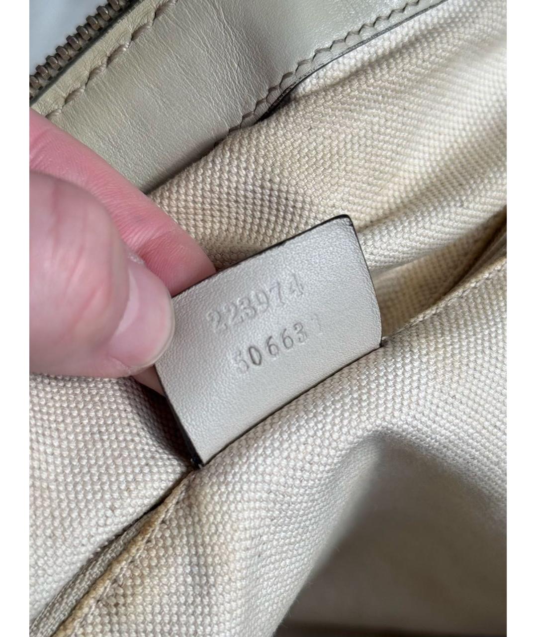 GUCCI Бежевая кожаная сумка с короткими ручками, фото 6