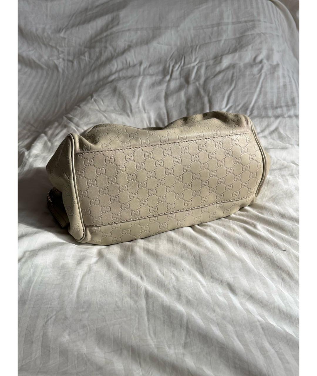 GUCCI Бежевая кожаная сумка с короткими ручками, фото 3