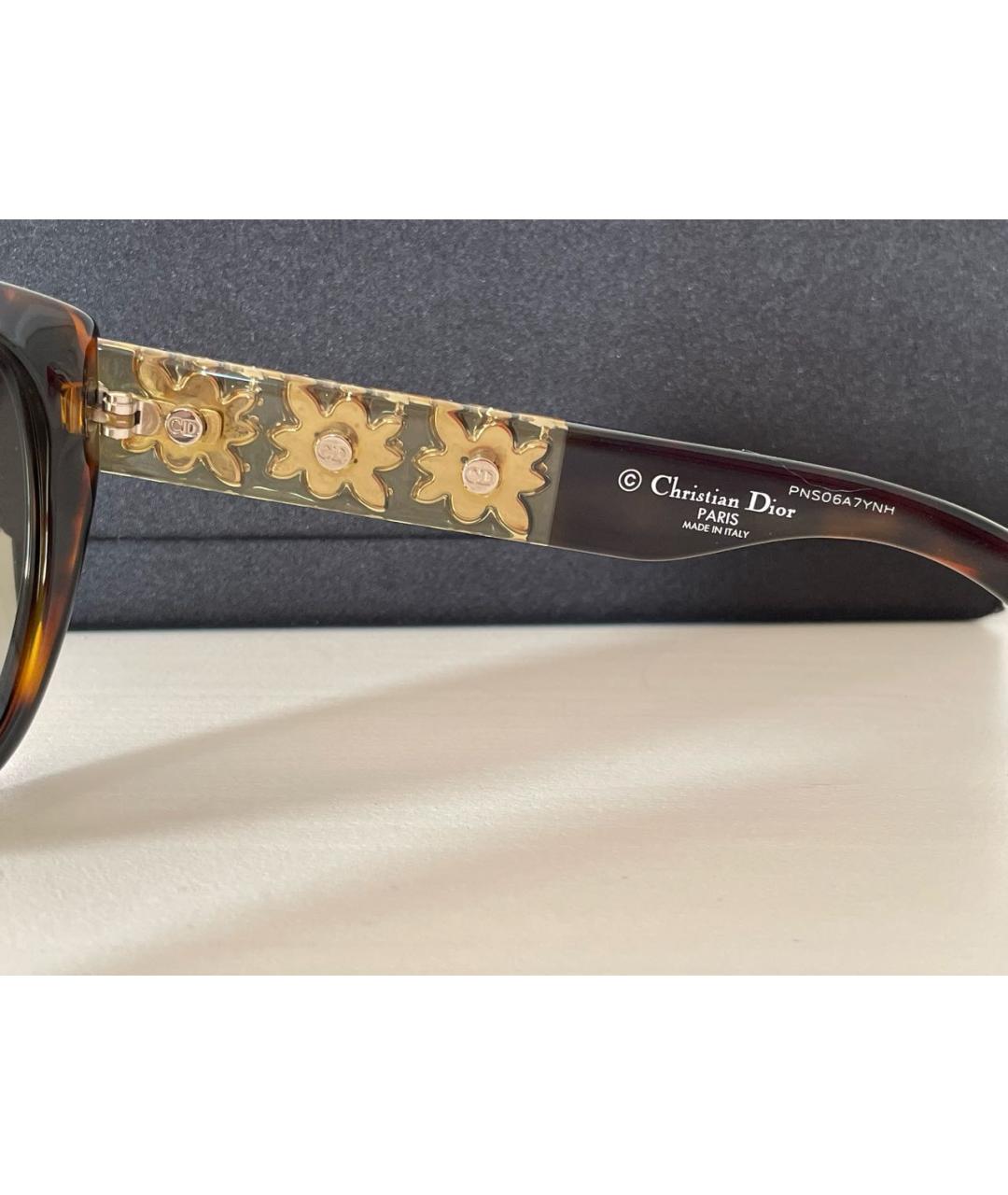 CHRISTIAN DIOR Коричневые пластиковые солнцезащитные очки, фото 4