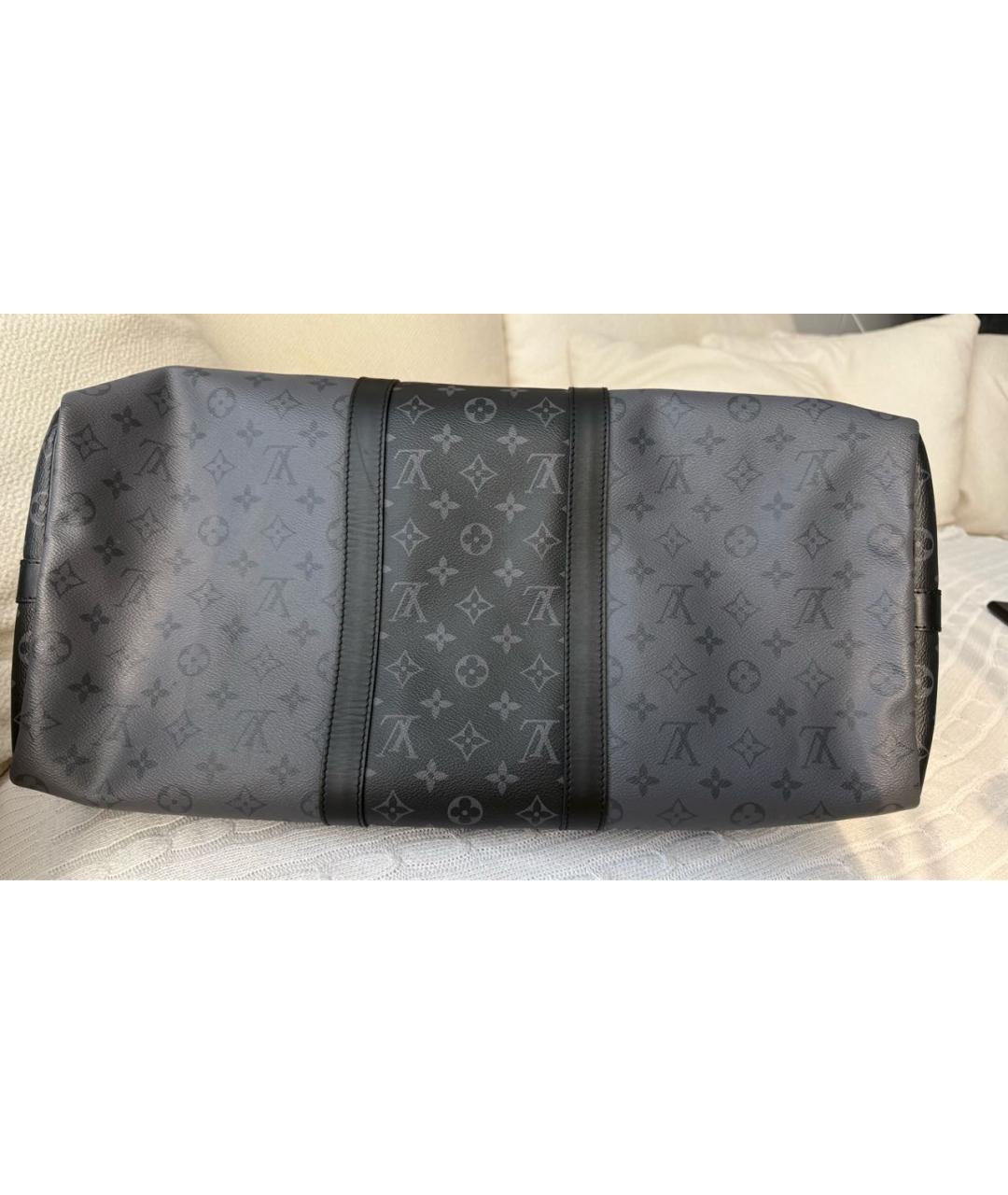 LOUIS VUITTON Антрацитовая дорожная/спортивная сумка из канвы, фото 3