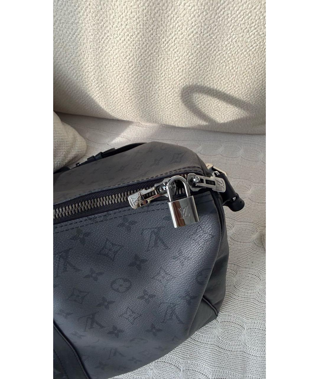LOUIS VUITTON Антрацитовая дорожная/спортивная сумка из канвы, фото 7