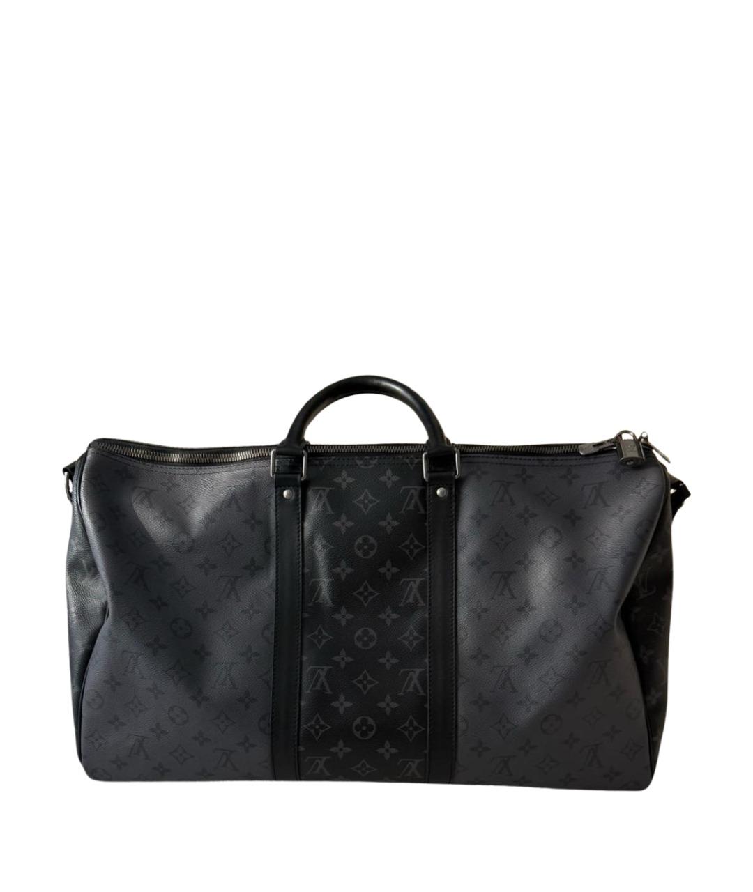 LOUIS VUITTON Антрацитовая дорожная/спортивная сумка из канвы, фото 1