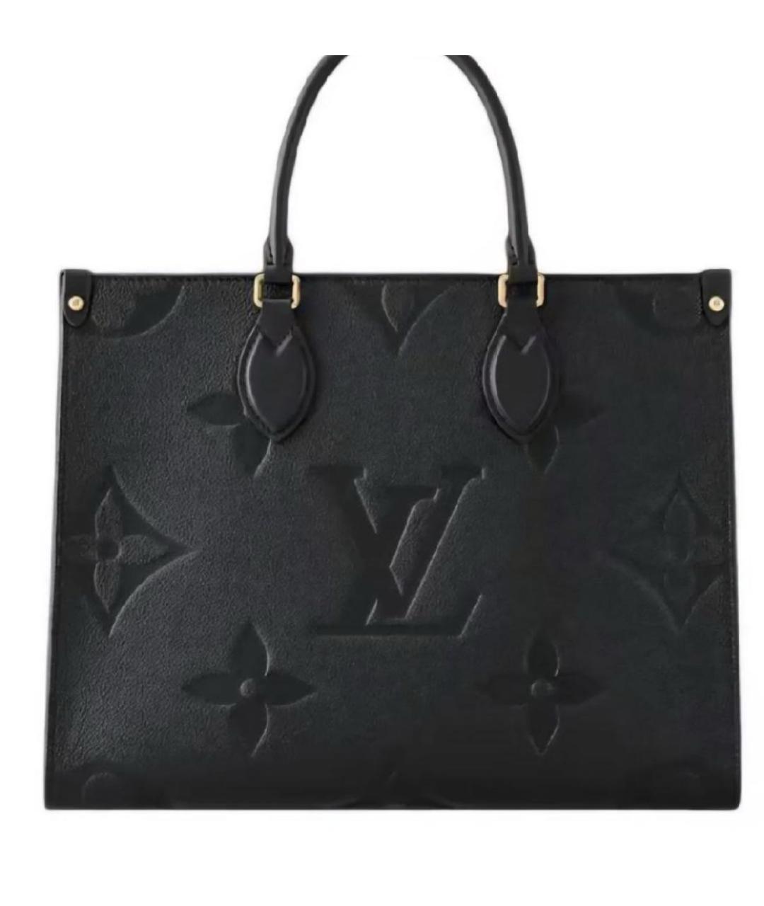 LOUIS VUITTON Черная кожаная сумка тоут, фото 4