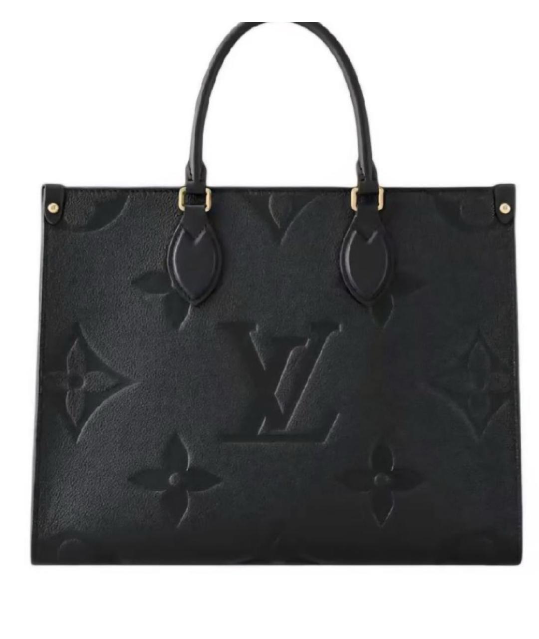 LOUIS VUITTON Черная кожаная сумка тоут, фото 5