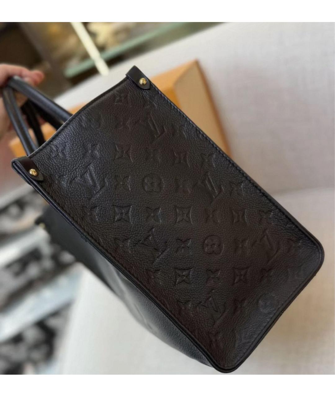 LOUIS VUITTON Черная кожаная сумка тоут, фото 3