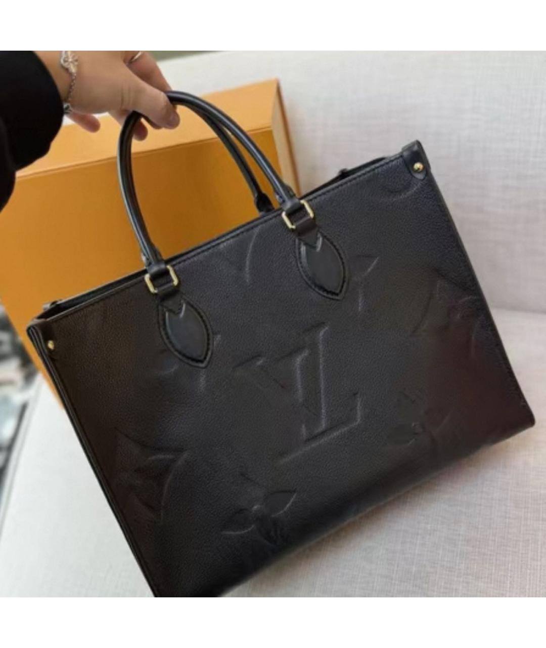 LOUIS VUITTON Черная кожаная сумка тоут, фото 6