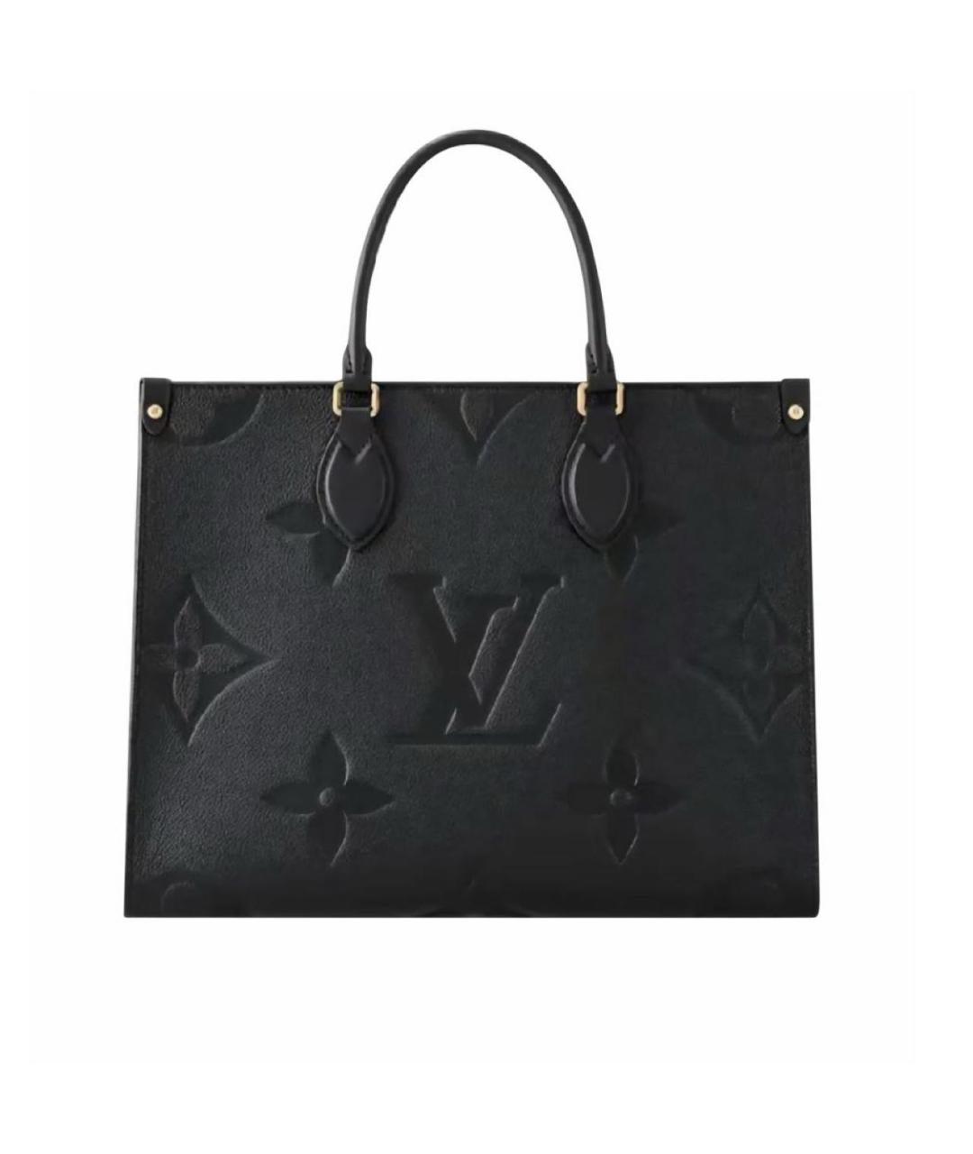 LOUIS VUITTON Черная кожаная сумка тоут, фото 7