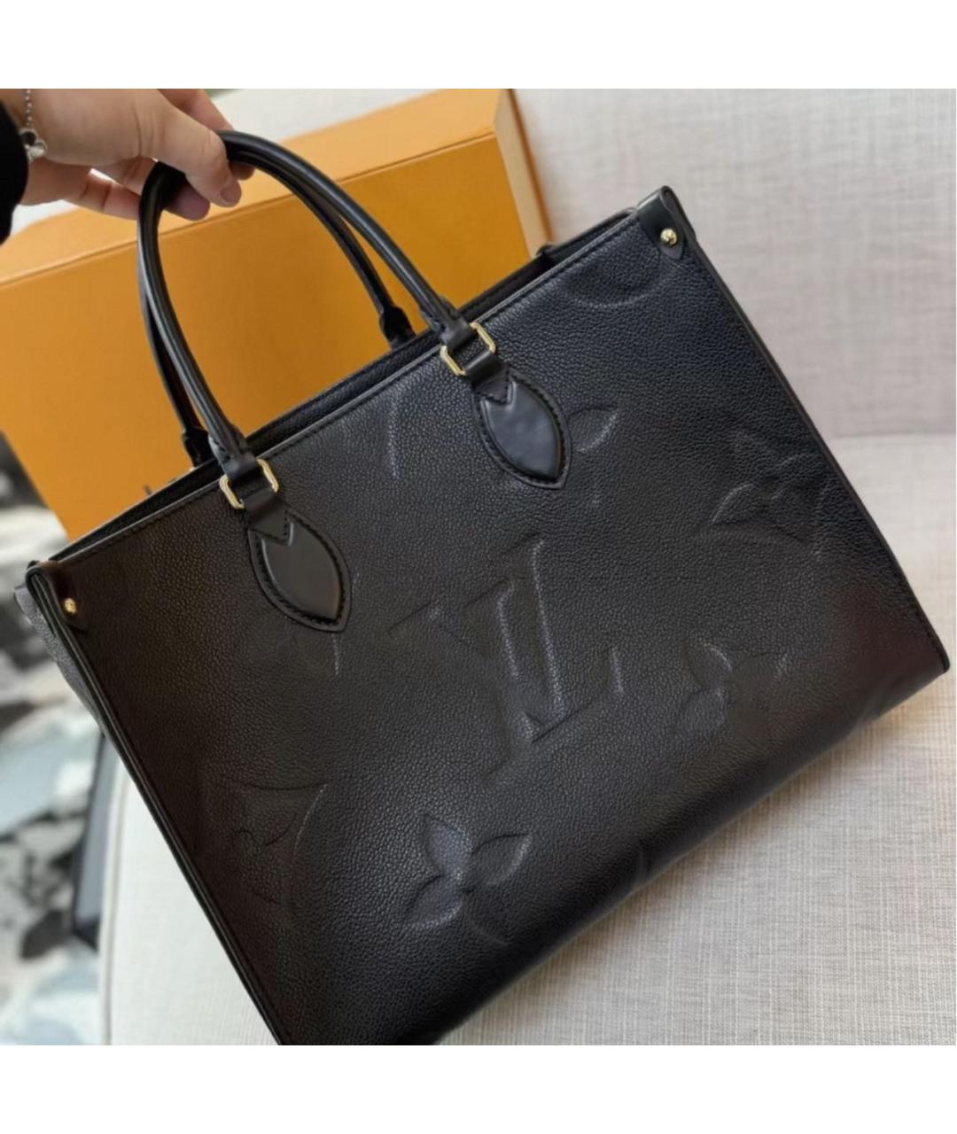 LOUIS VUITTON Черная кожаная сумка тоут, фото 2