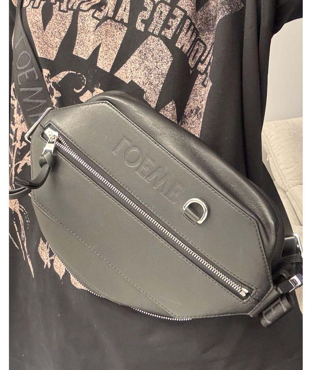 LOEWE Черная кожаная поясная сумка, фото 2
