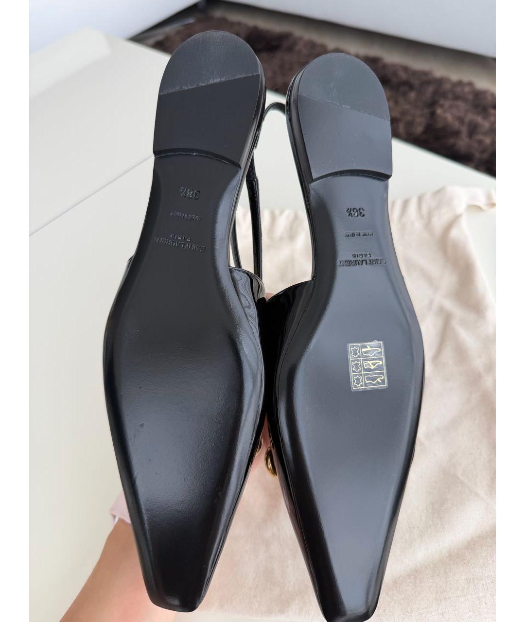 SAINT LAURENT Черные балетки из лакированной кожи, фото 5