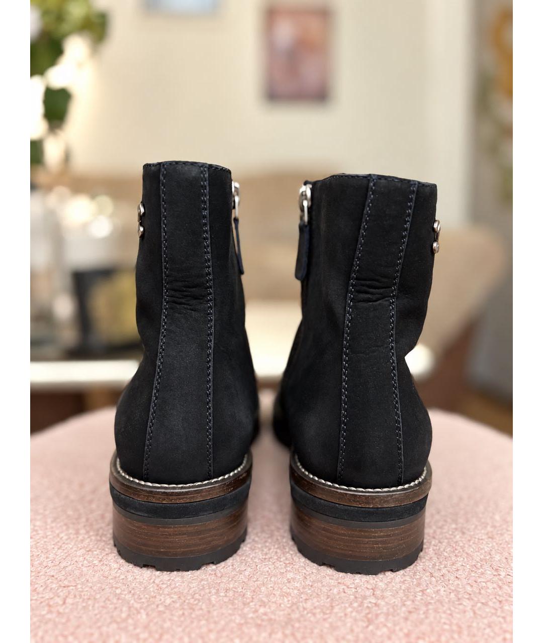 CHANEL Темно-синие нубуковые ботильоны, фото 8