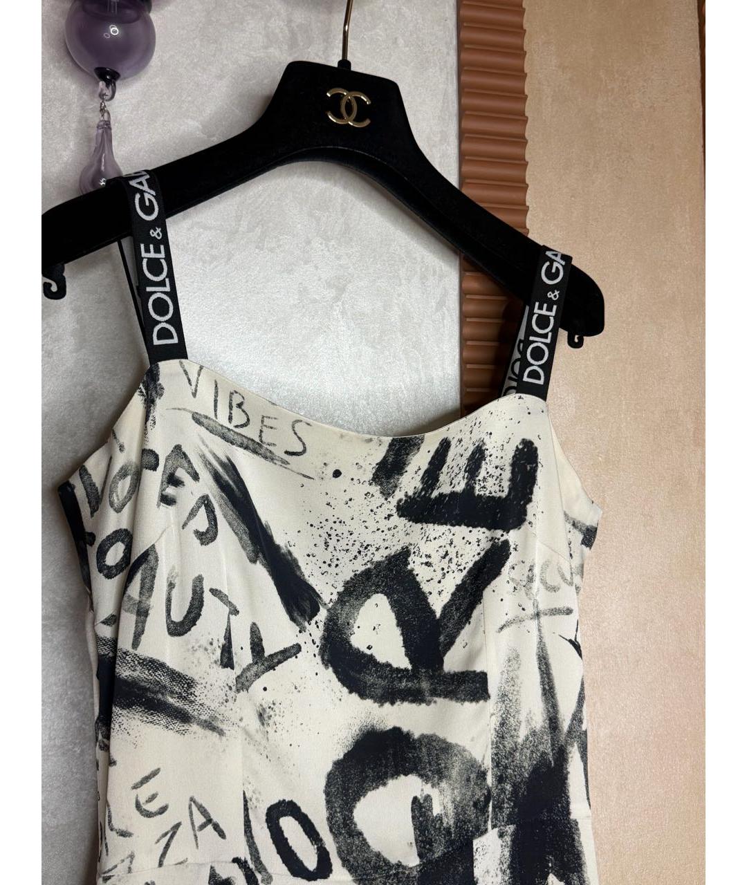 DOLCE&GABBANA Белое шелковое коктейльное платье, фото 3