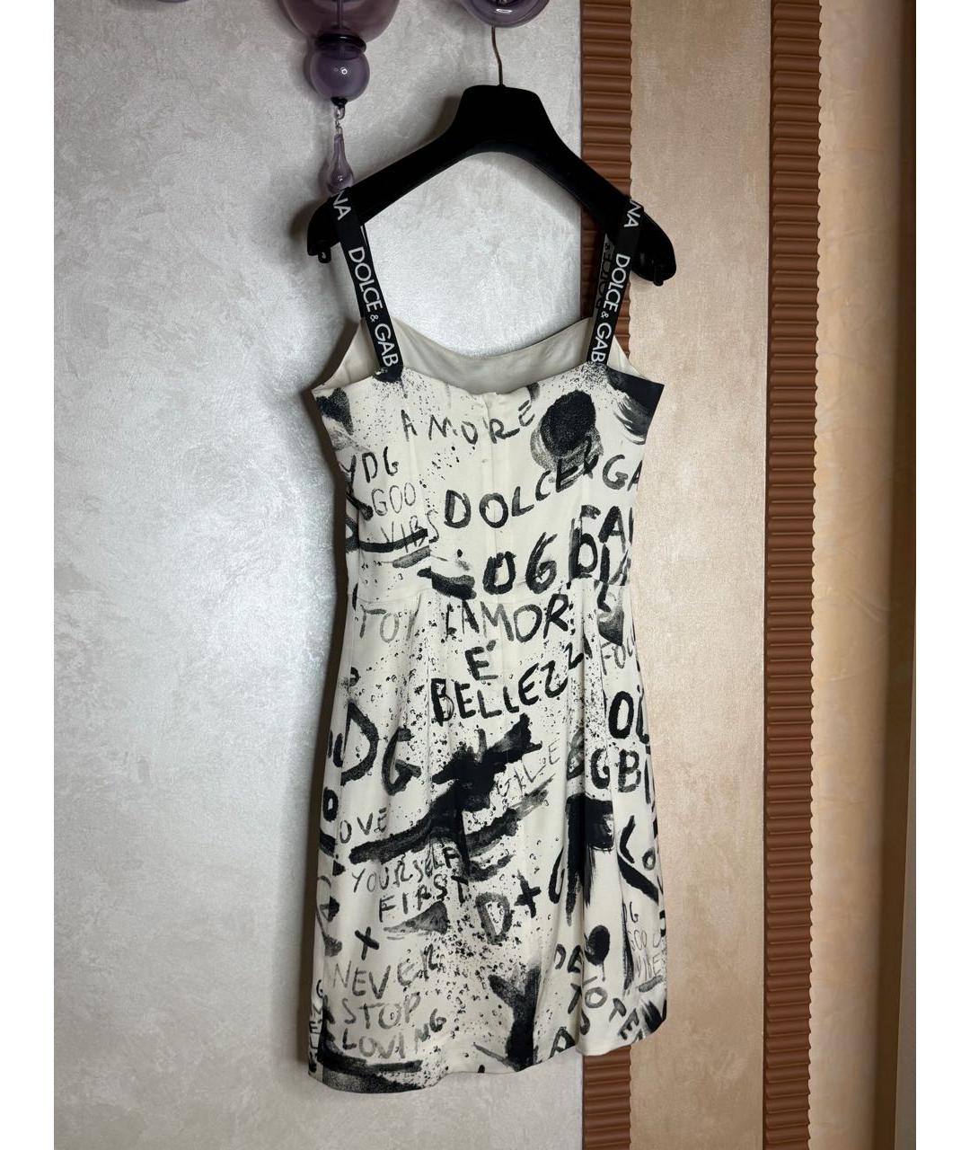 DOLCE&GABBANA Белое шелковое коктейльное платье, фото 4