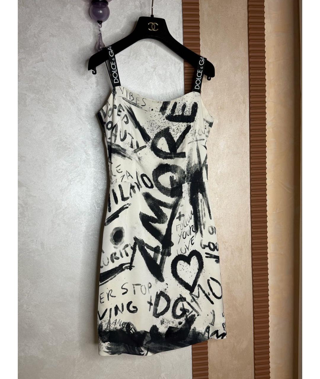 DOLCE&GABBANA Белое шелковое коктейльное платье, фото 2