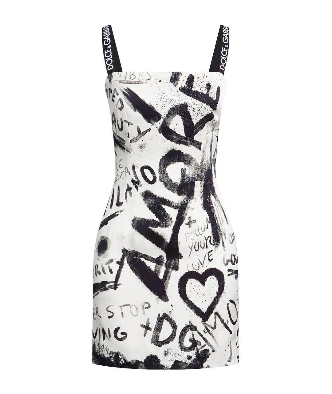 DOLCE&GABBANA Белое шелковое коктейльное платье, фото 1
