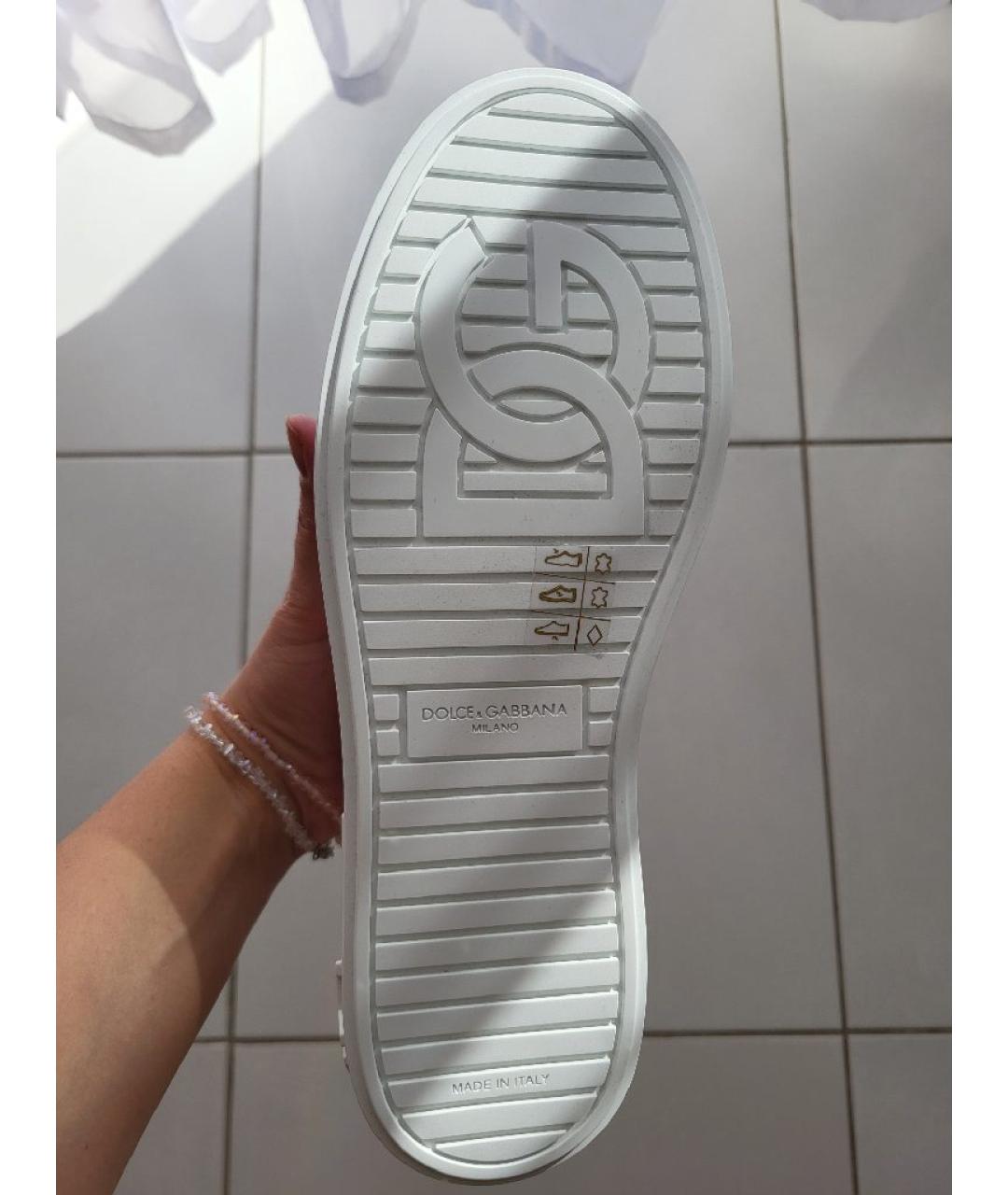 DOLCE&GABBANA Белые кожаные кроссовки, фото 6