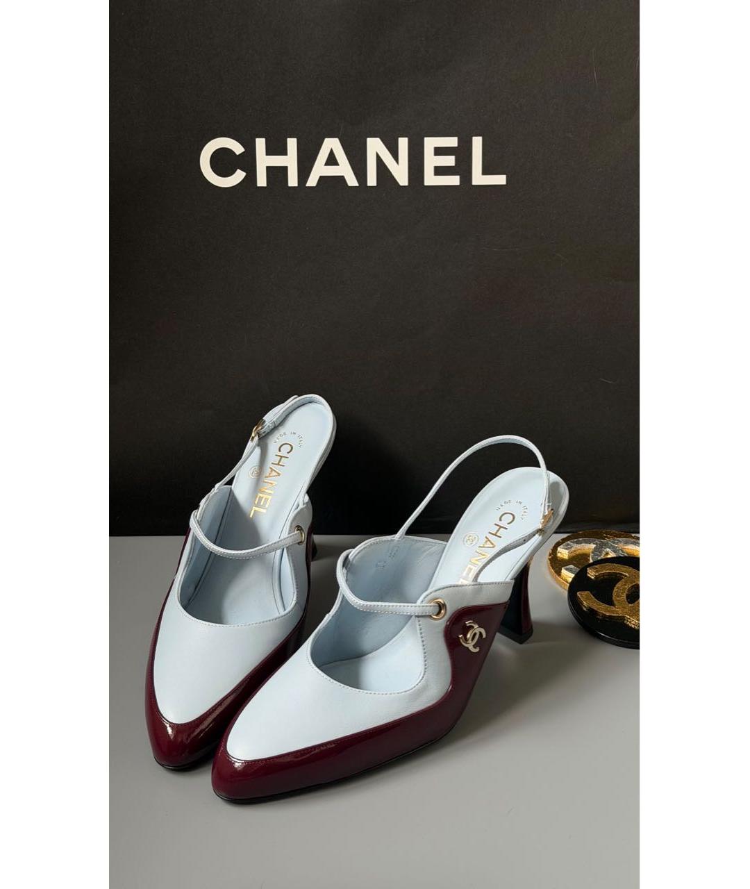 CHANEL Голубые кожаные туфли, фото 2