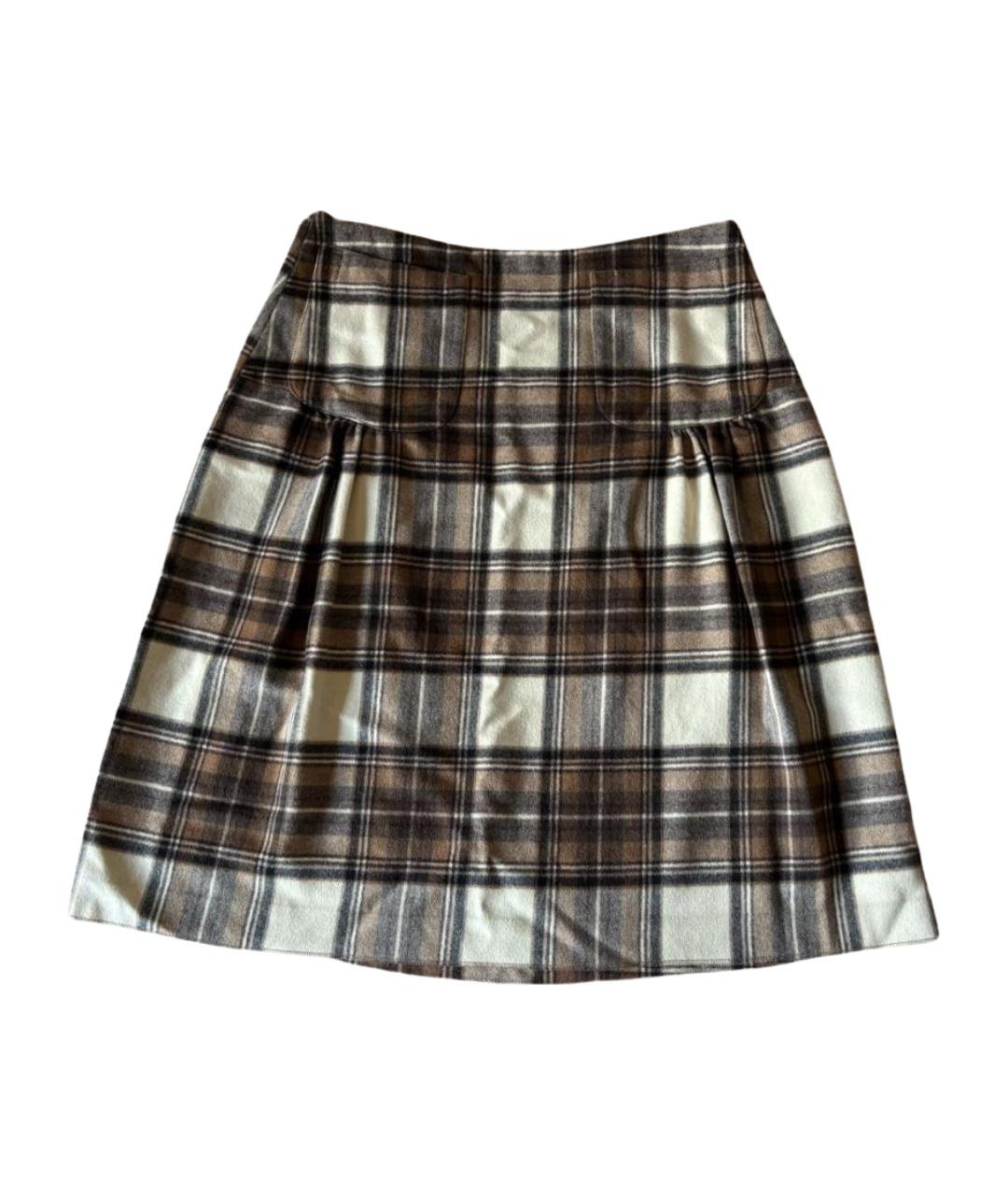 BURBERRY Коричневая шерстяная юбка миди, фото 1