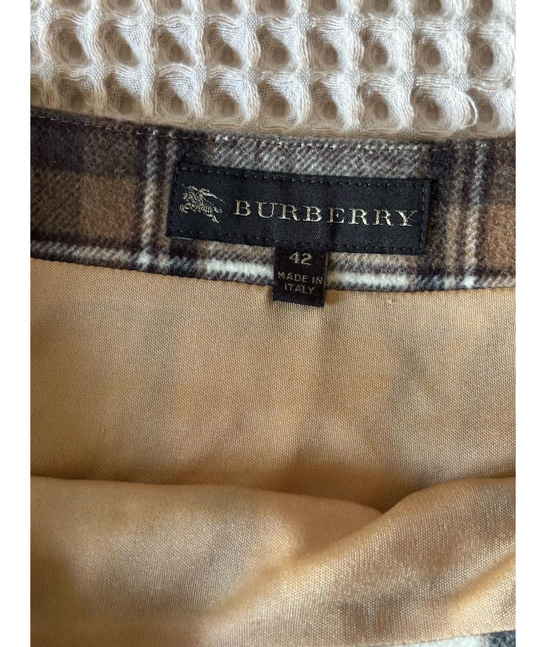BURBERRY Коричневая шерстяная юбка миди, фото 3