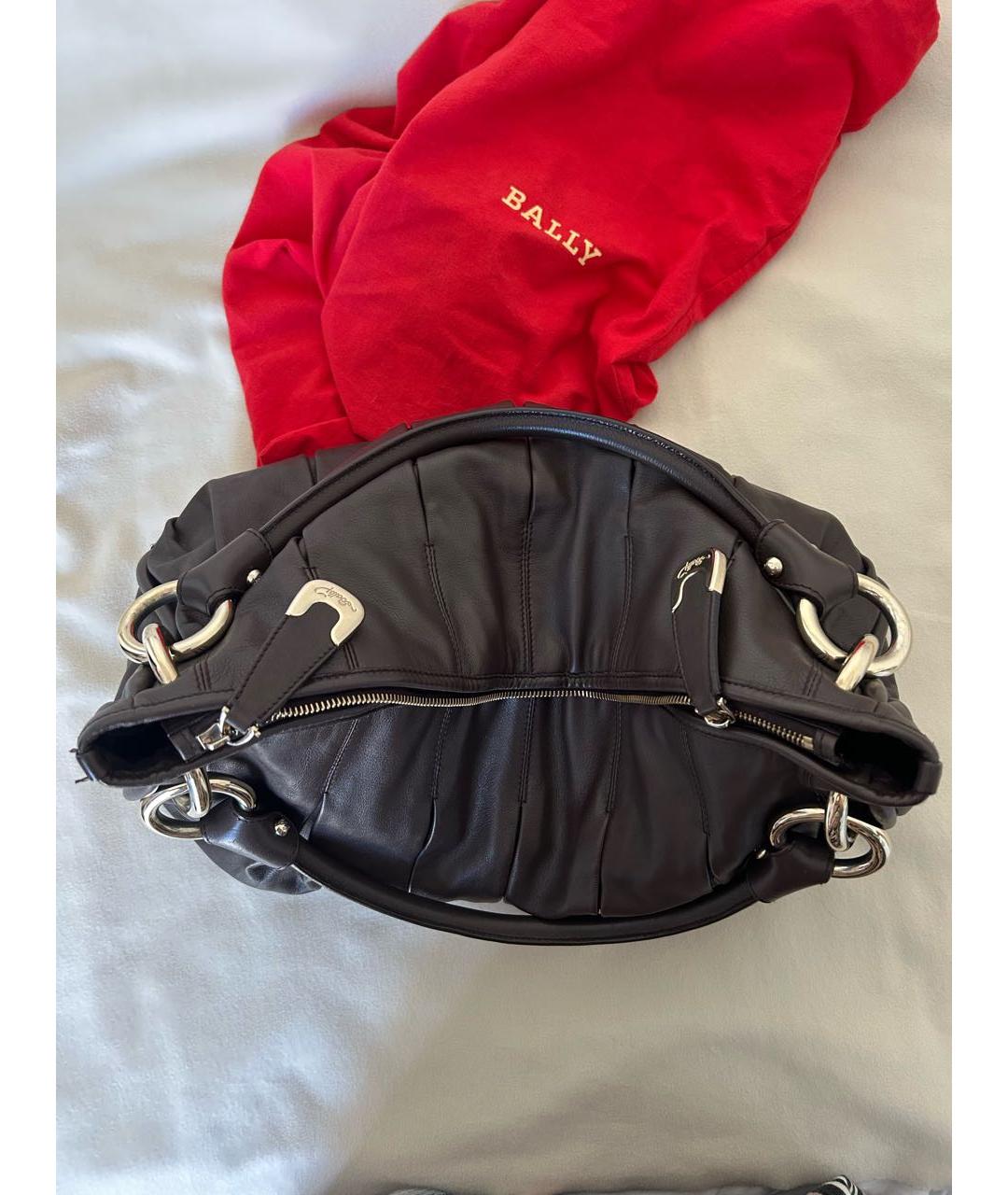 BALLY Коричневая кожаная сумка с короткими ручками, фото 5