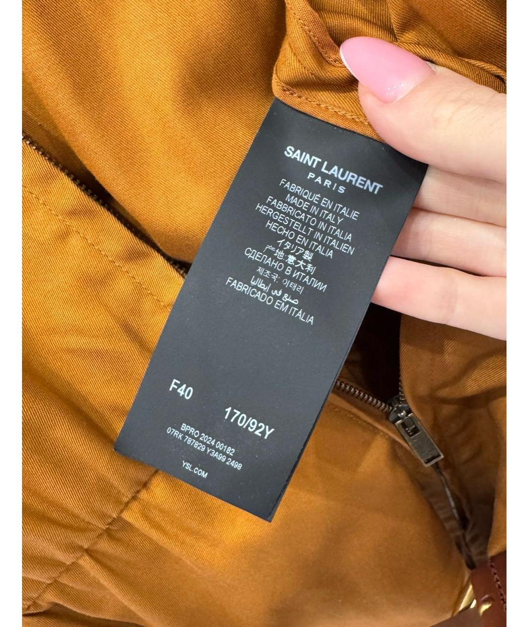 SAINT LAURENT Оранжевое хлопковое повседневное платье, фото 7