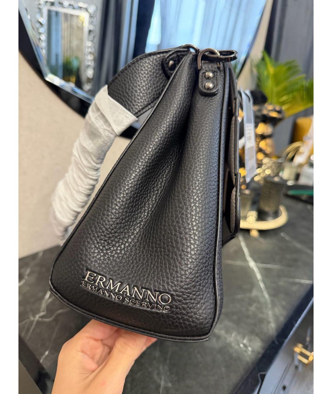 ERMANNO SCERVINO Черная сумка через плечо из искусственной кожи, фото 4