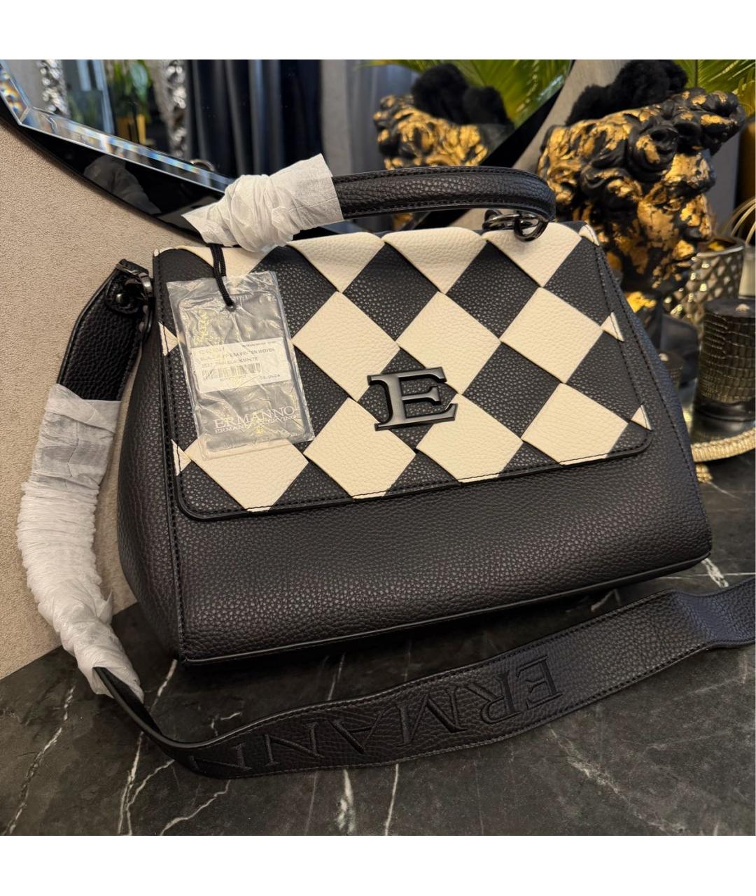 ERMANNO SCERVINO Черная сумка через плечо из искусственной кожи, фото 8