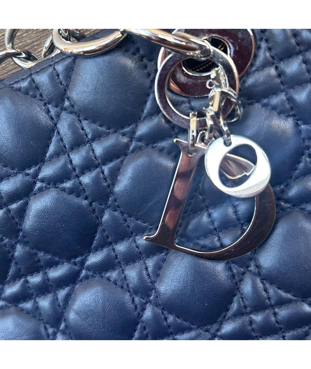 CHRISTIAN DIOR Темно-синяя кожаная сумка тоут, фото 3