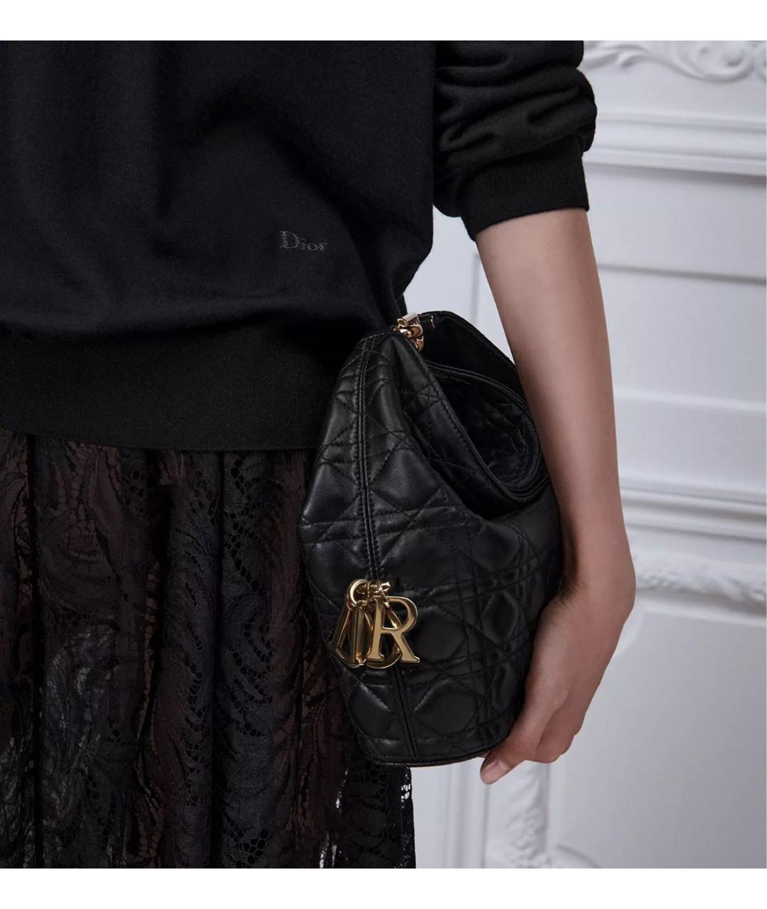 CHRISTIAN DIOR Черная кожаная сумка с короткими ручками, фото 8