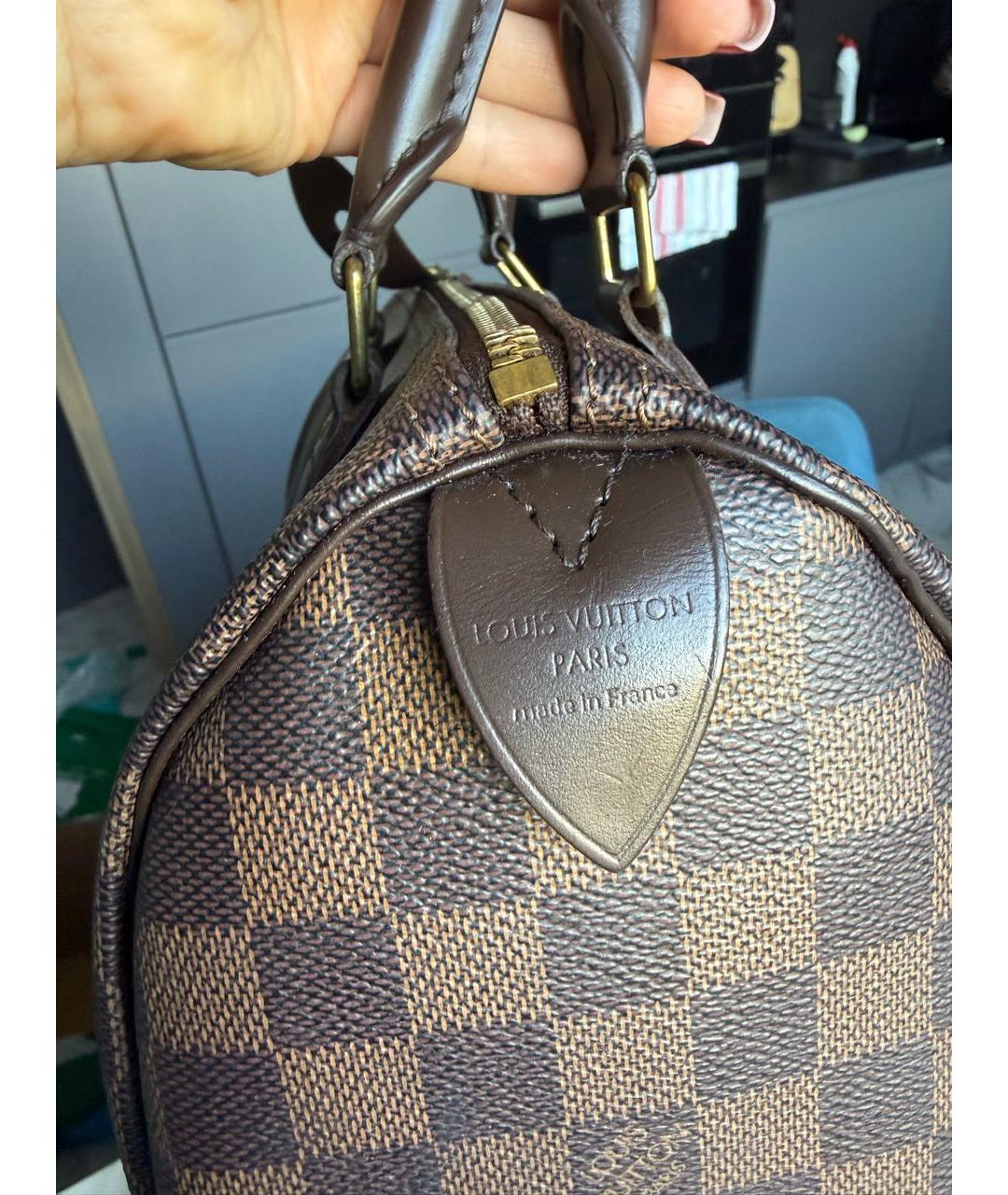 LOUIS VUITTON Коричневая сумка с короткими ручками из канвы, фото 3