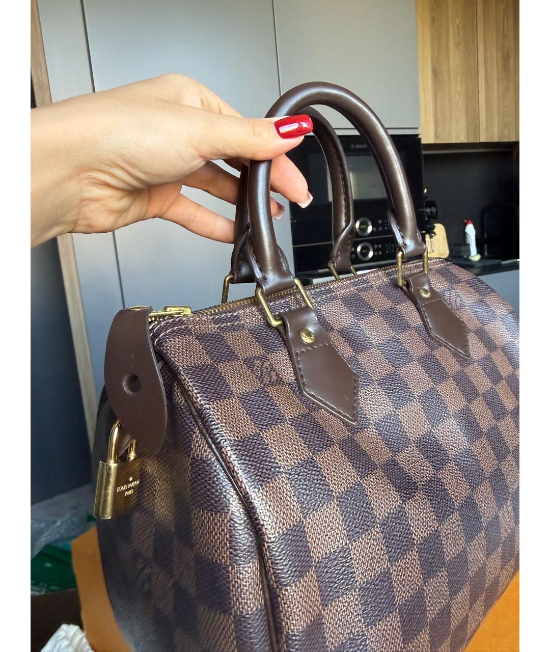 LOUIS VUITTON Коричневая сумка с короткими ручками из канвы, фото 5
