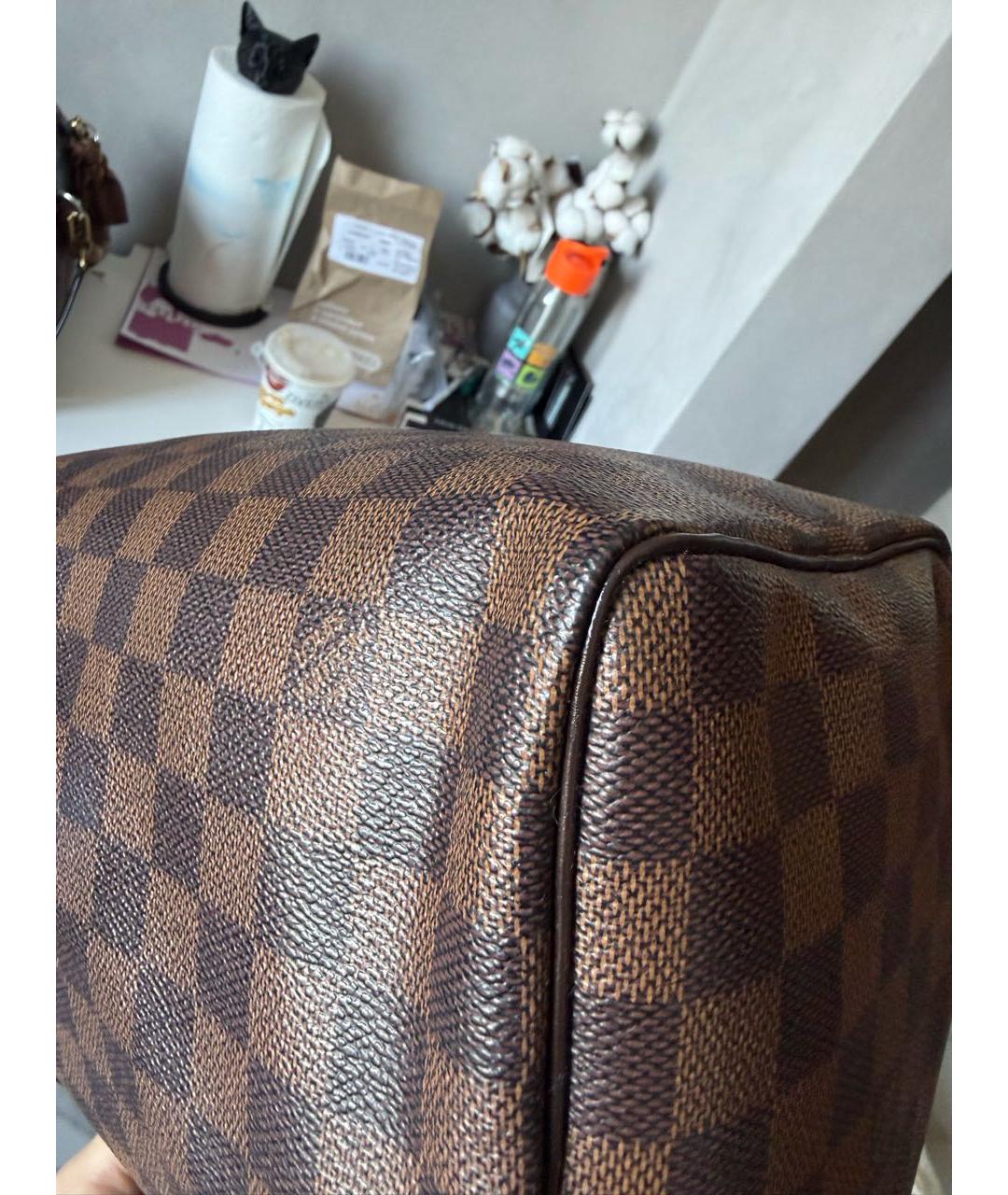 LOUIS VUITTON Коричневая сумка с короткими ручками из канвы, фото 2