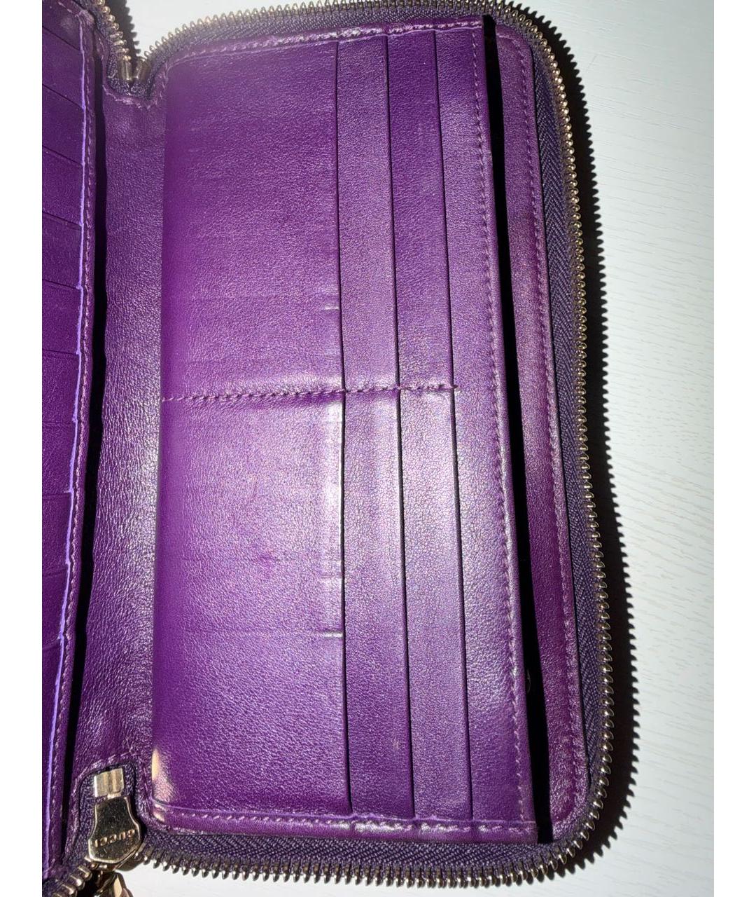 GUCCI Фиолетовый кошелек из кожи крокодила, фото 3
