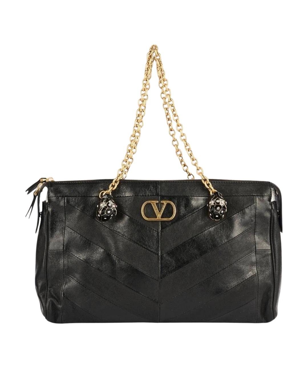 VALENTINO Черная кожаная сумка тоут, фото 1