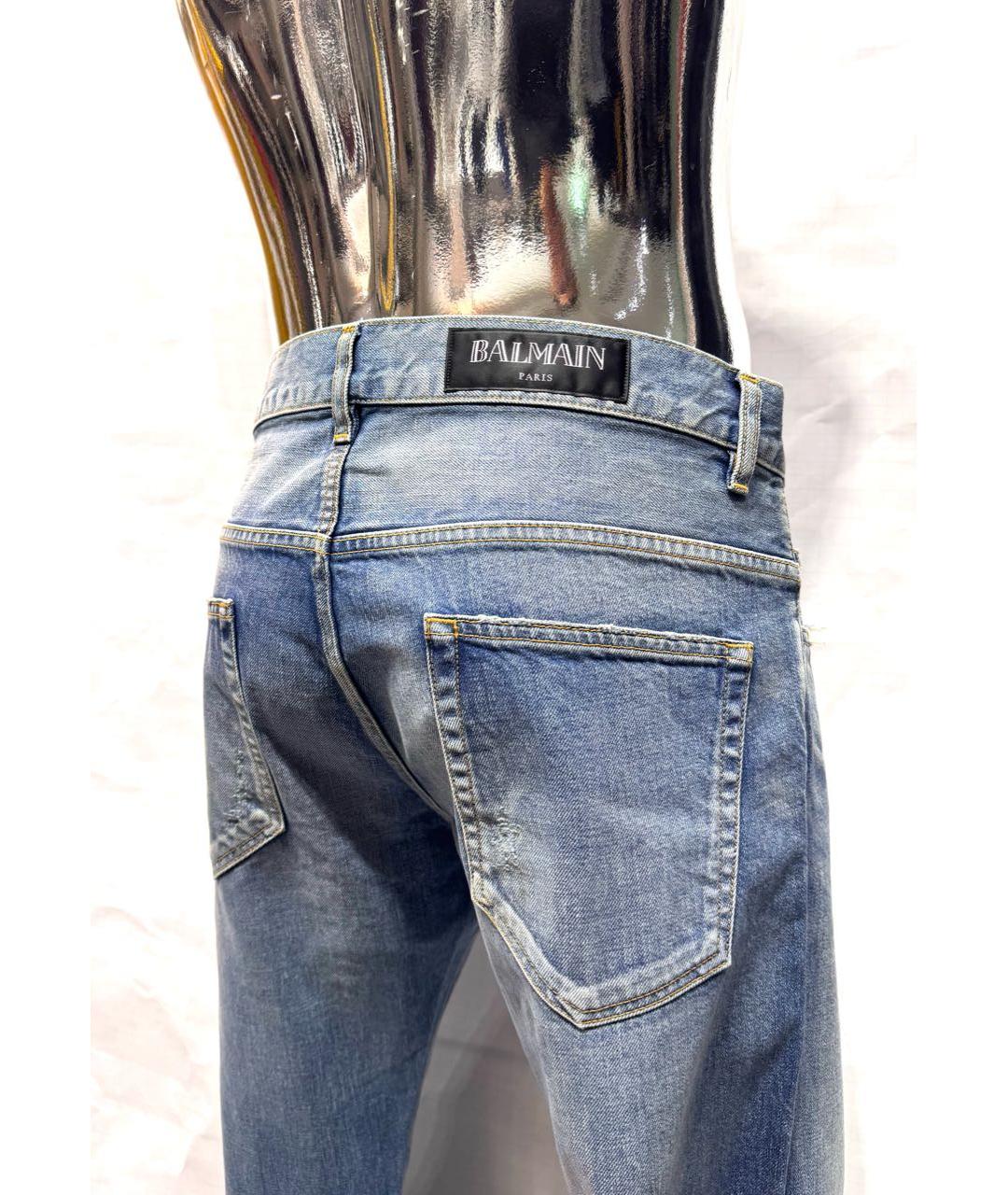 BALMAIN Синие хлопковые прямые джинсы, фото 4