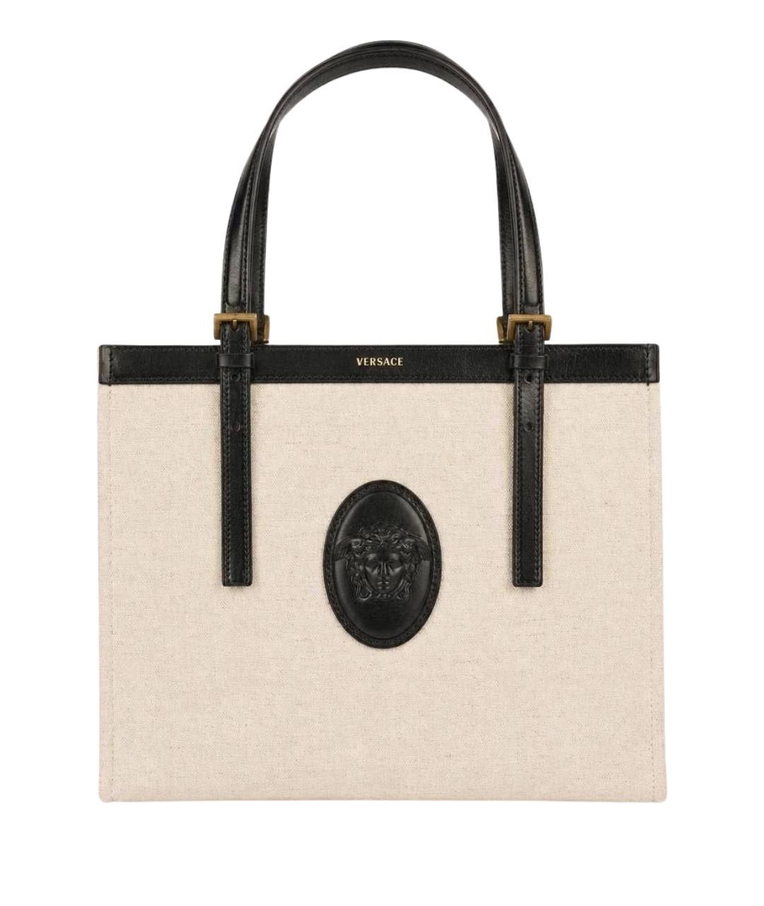 VERSACE Бежевая сумка тоут из канвы, фото 1