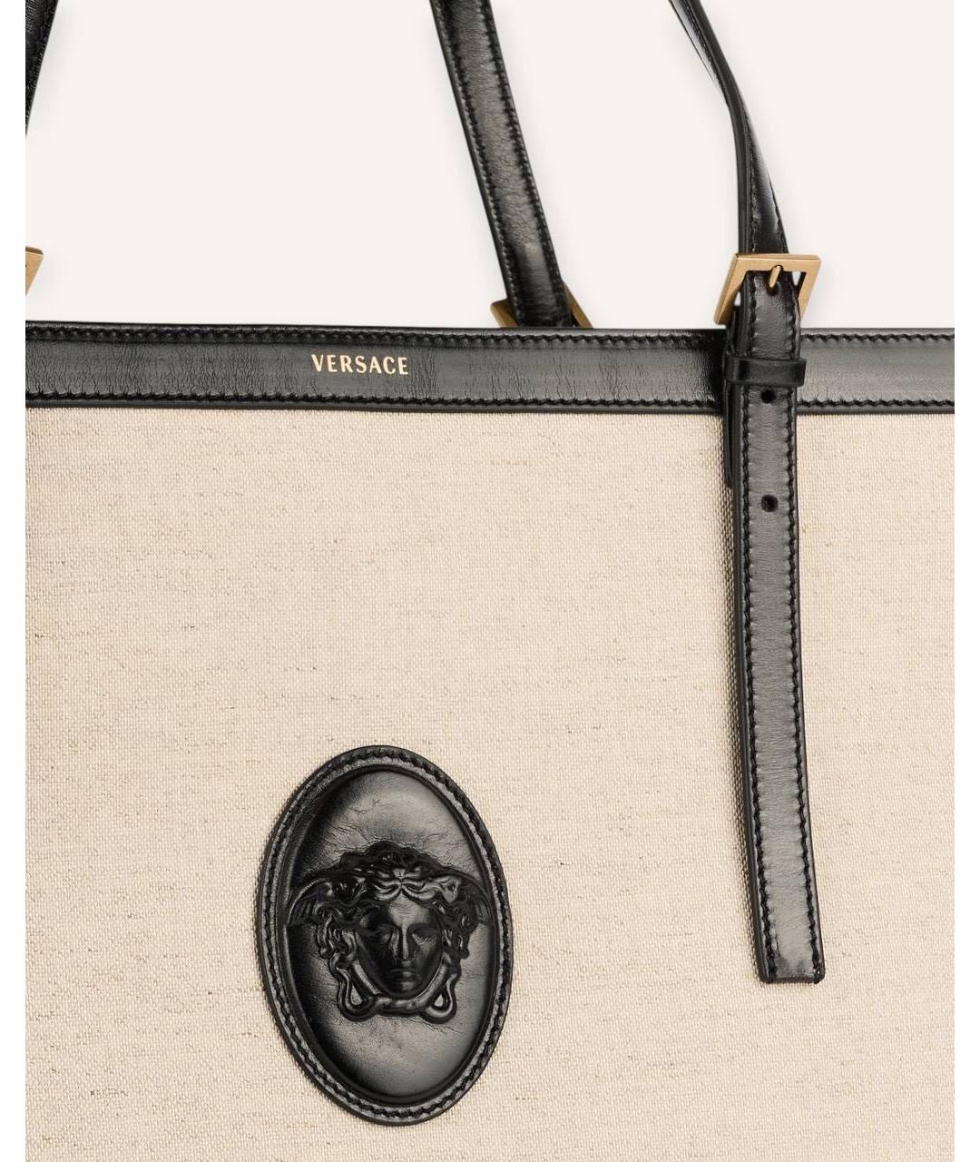 VERSACE Бежевая сумка тоут из канвы, фото 3
