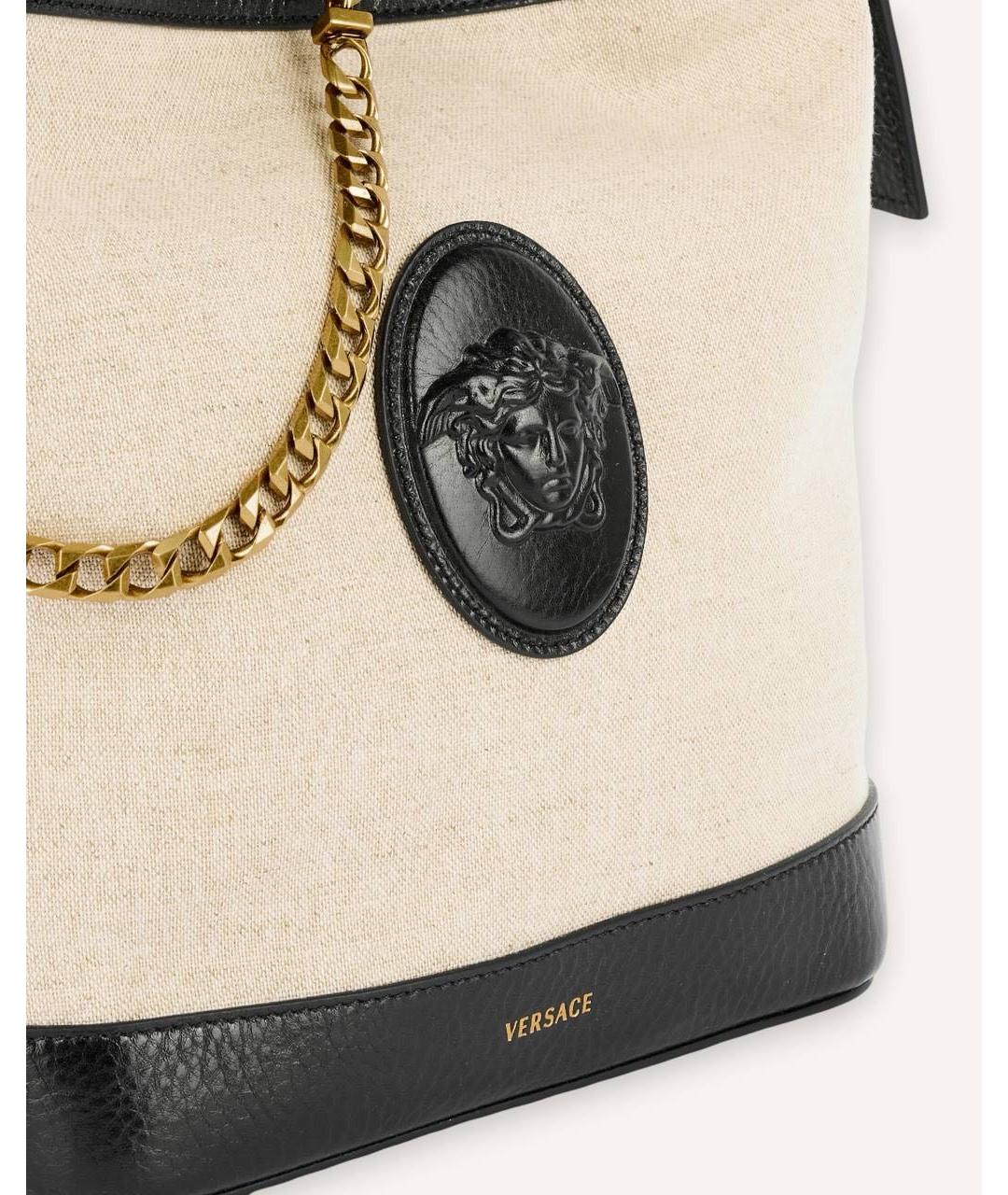 VERSACE Бежевая сумка через плечо из канвы, фото 3
