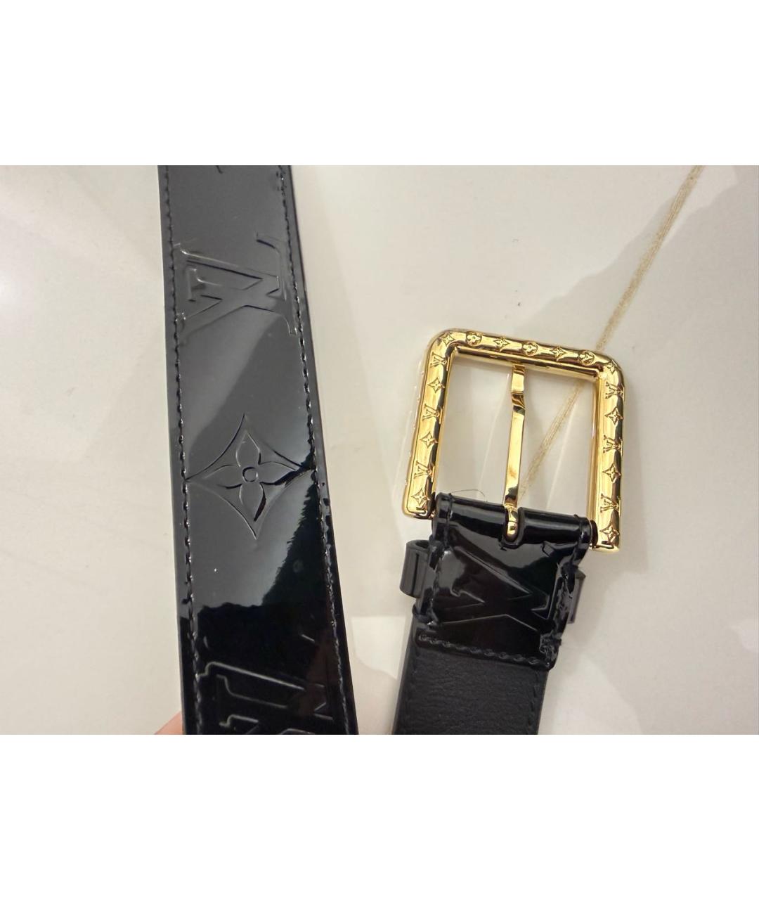LOUIS VUITTON Черный ремень из лакированной кожи, фото 3