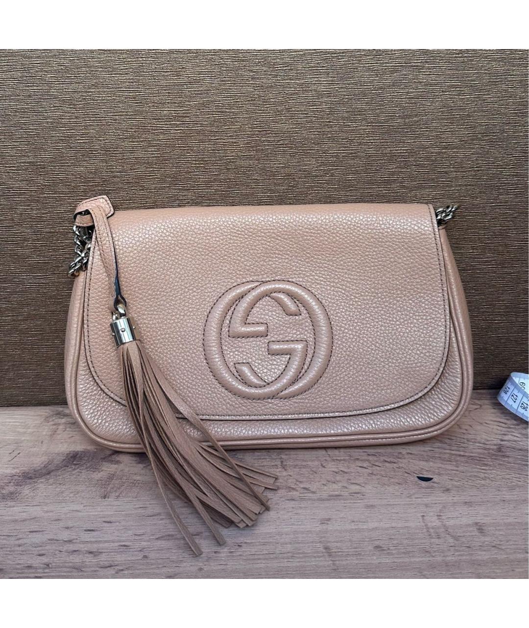 GUCCI Коричневая кожаная сумка через плечо, фото 9