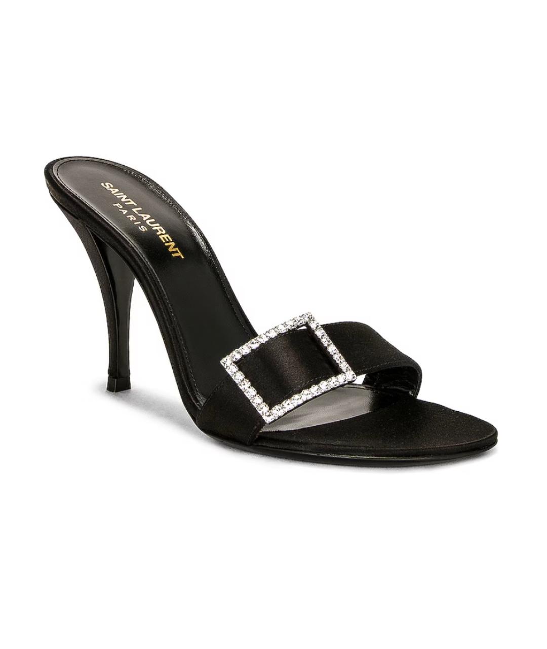 SAINT LAURENT Черные текстильные мюли, фото 5